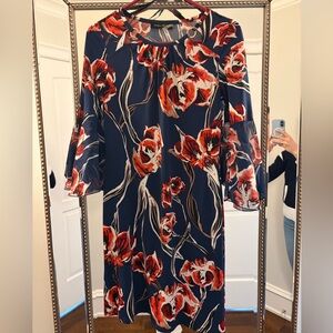Ivanka Trump Navy Dress with Red Floral Design